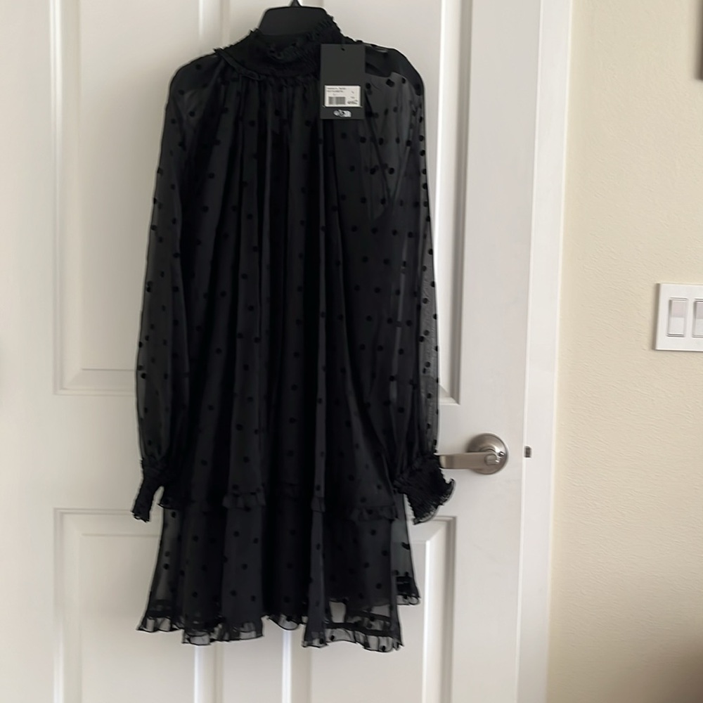 The Kooples Black Sheer Polka Dot Dress